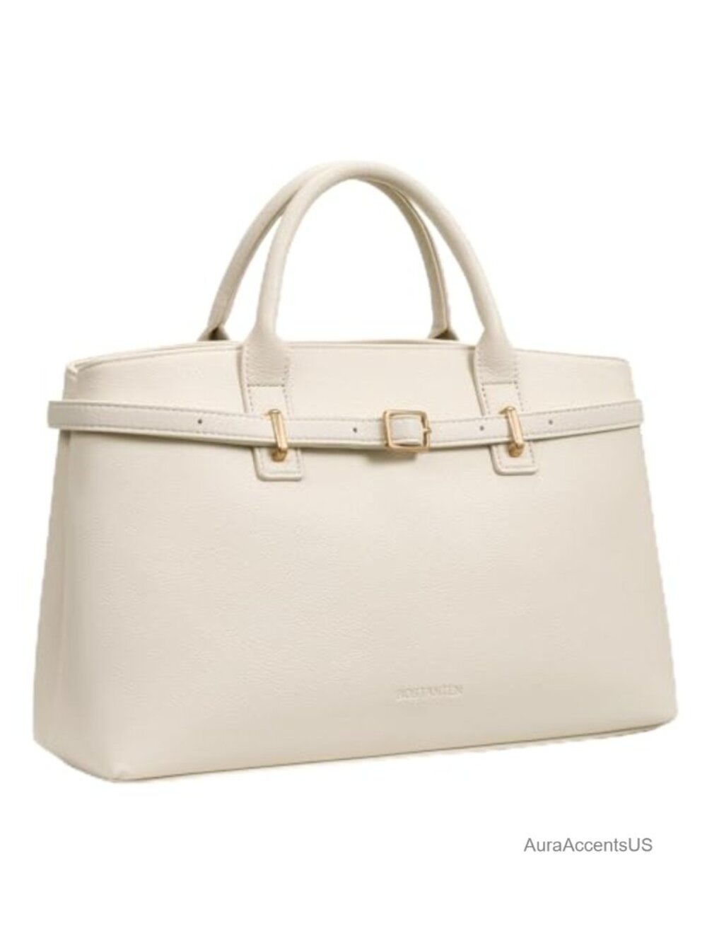 Structured Vegan Leather Satchel Bag for Women Work Tote Handbag with Removable